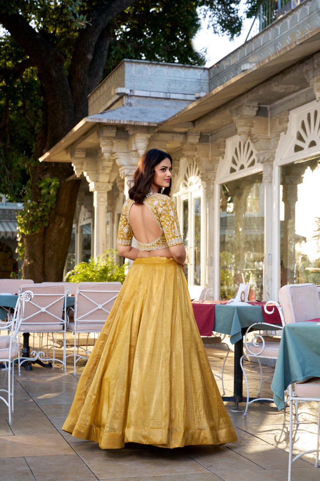Mustard Zari Embroidered Sequins Lehenga For Celebrations Festive Wear