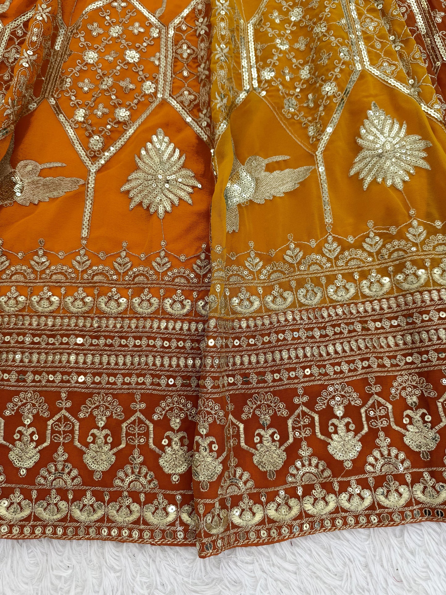 Foux Gorgette Intricate Thread & Sequnce Embroidery Lehenga