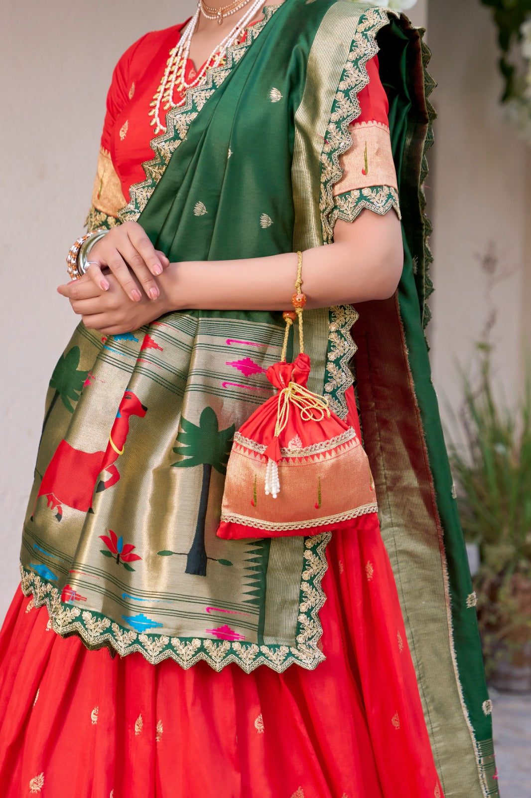 Embroidered Jacquard Silk Lehenga Choli