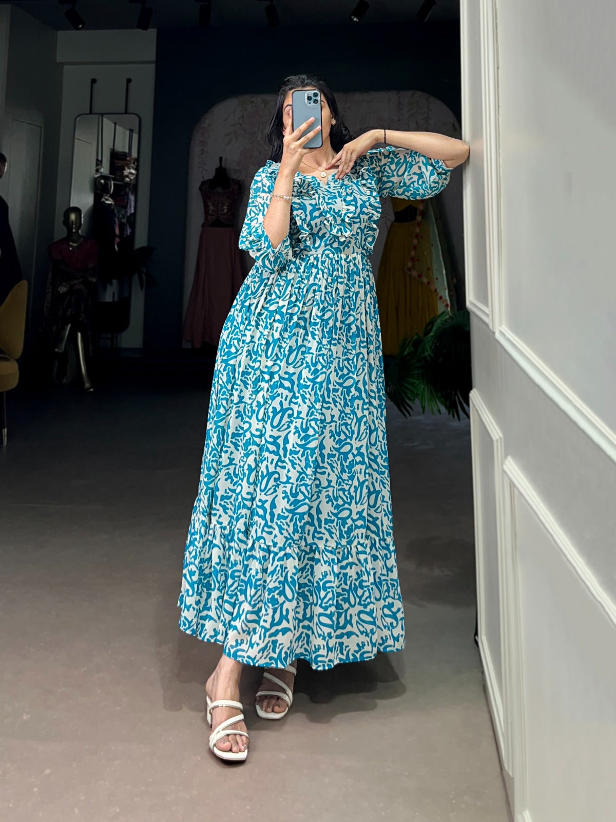 Designer Summer Frock in Georgette With Print Western Dress