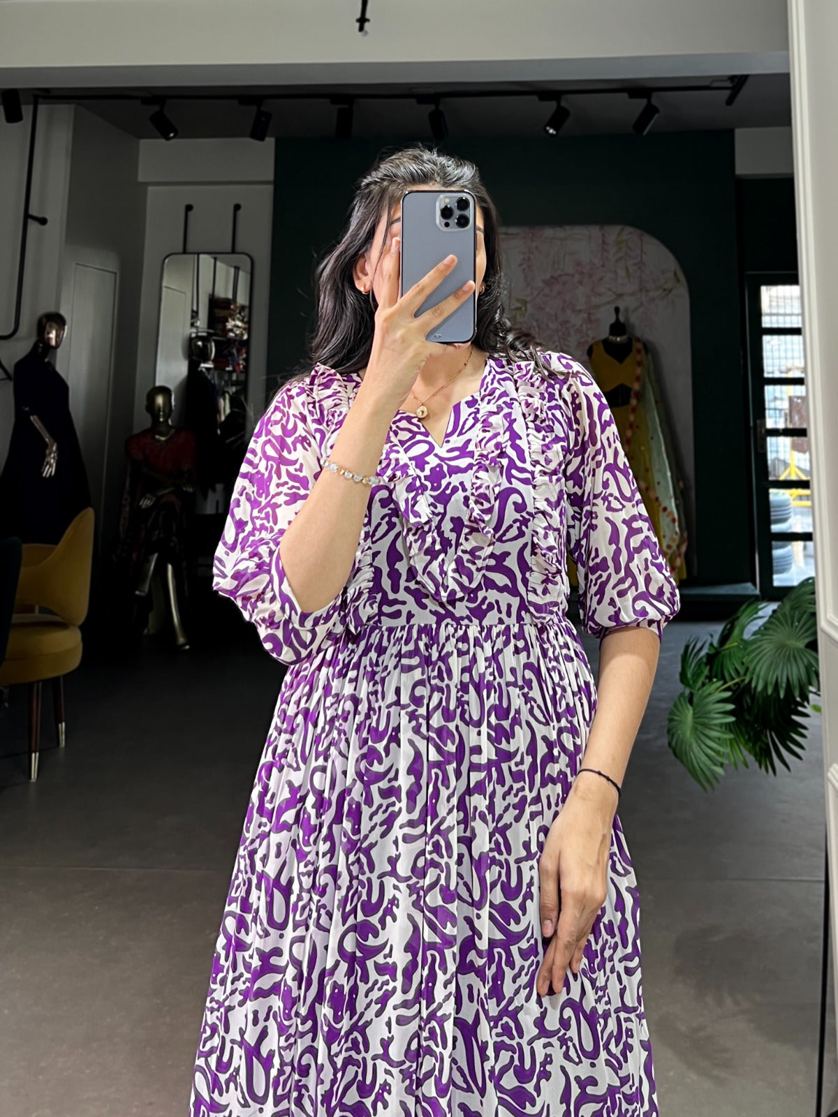 Designer Summer Frock in Georgette With Print Western Dress
