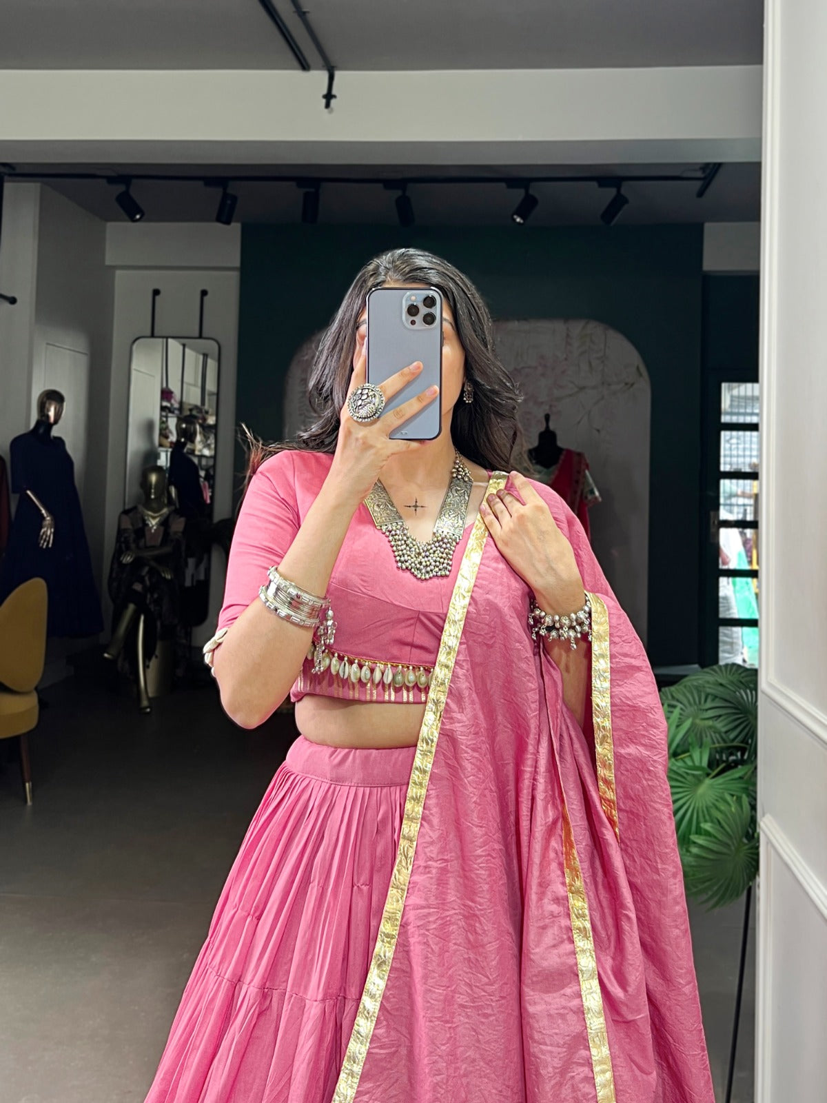 Navratri Ready to Wear Lehenga in Chanderi Silk With 12 Meter Flair