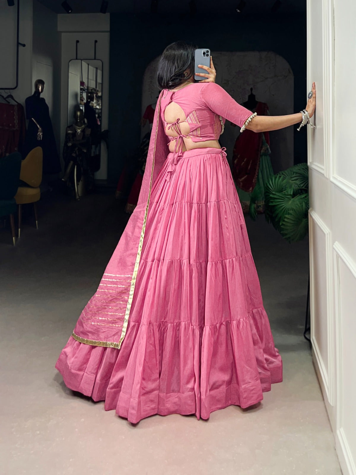 Navratri Ready to Wear Lehenga in Chanderi Silk With 12 Meter Flair