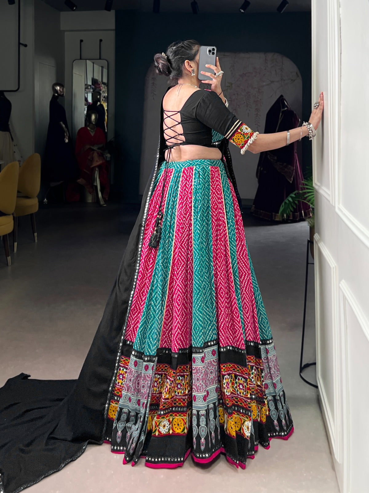 Captivating Multi-Color Mirror Work Navratri Special Lehenga Choli
