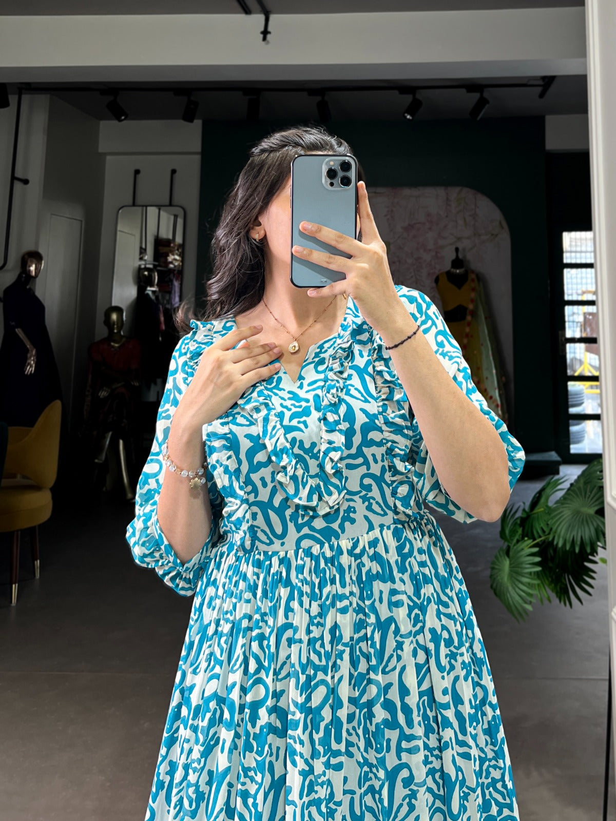 Designer Summer Frock in Georgette With Print Western Dress