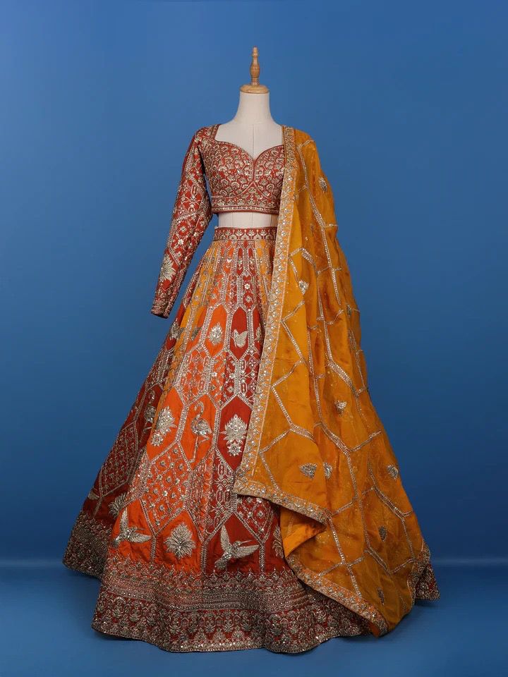 Foux Gorgette Intricate Thread & Sequnce Embroidery Lehenga
