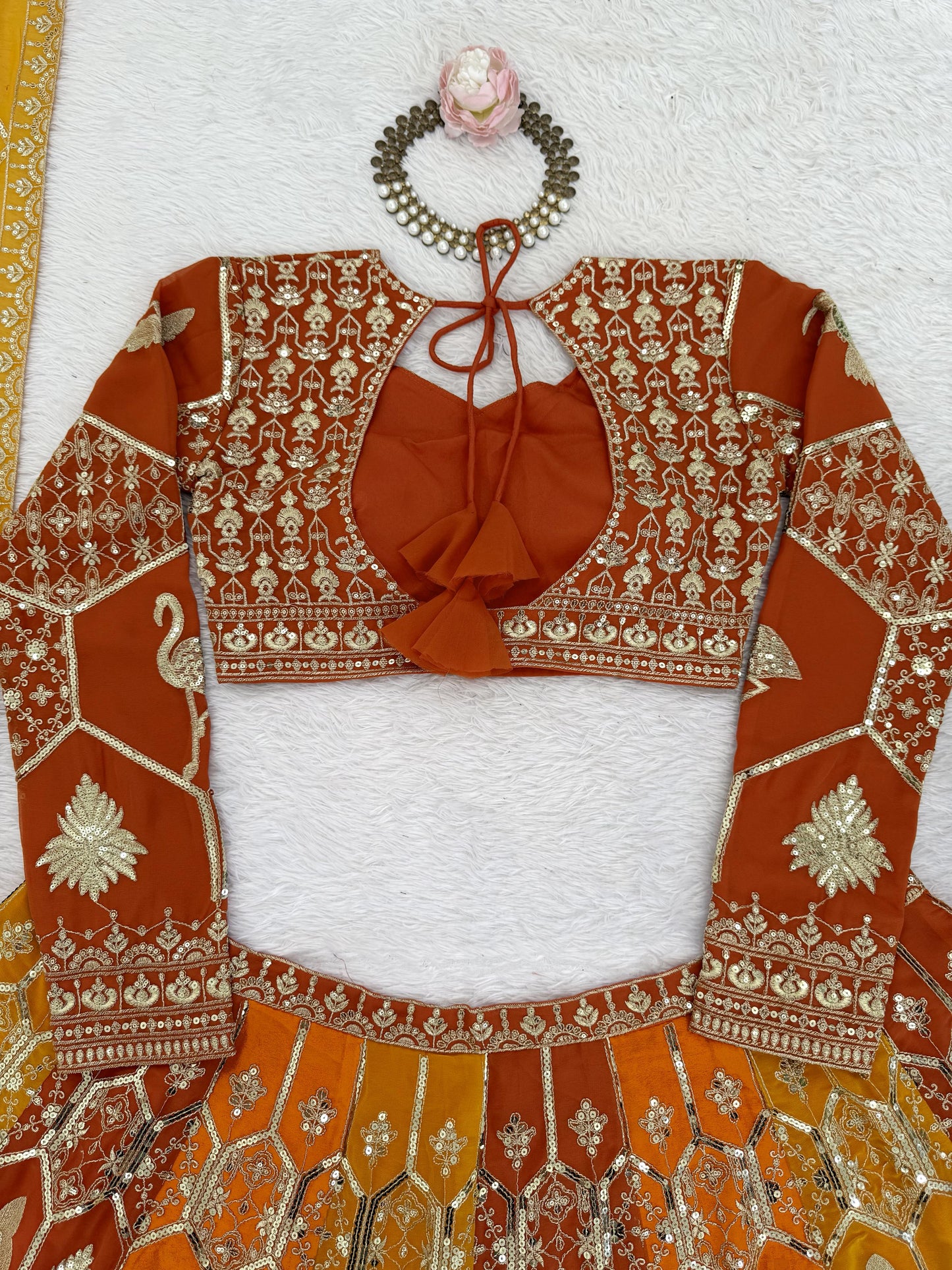 Foux Gorgette Intricate Thread & Sequnce Embroidery Lehenga