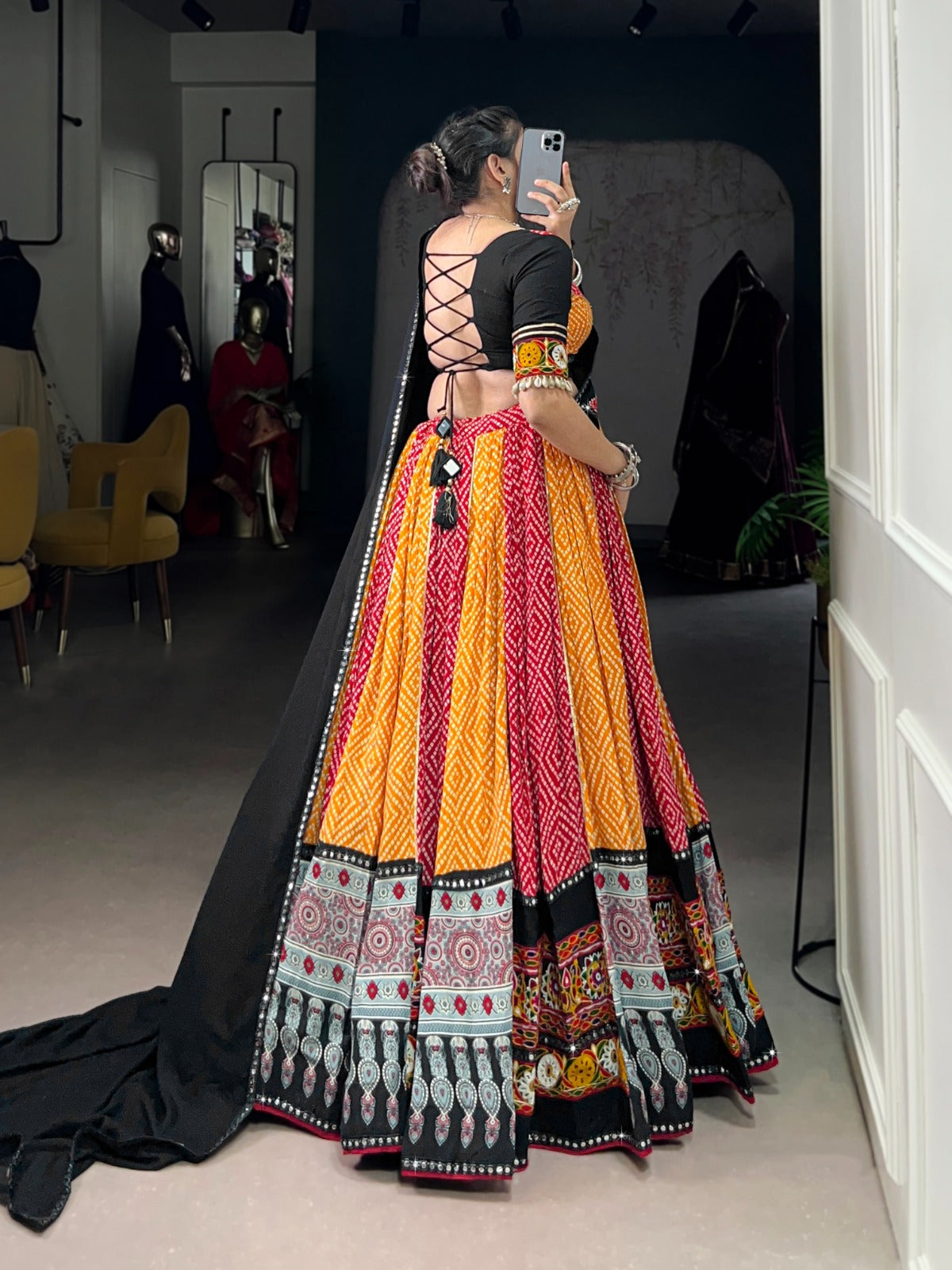 Captivating Multi-Color Mirror Work Navratri Special Lehenga Choli