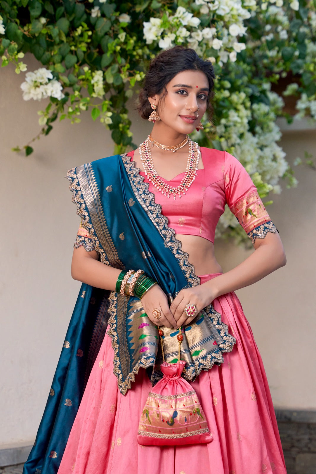 Embroidered Jacquard Silk Lehenga Choli