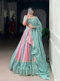 Light Pink Color Emboidery Work With Lace Touch Up Rayon Chaniya Choli