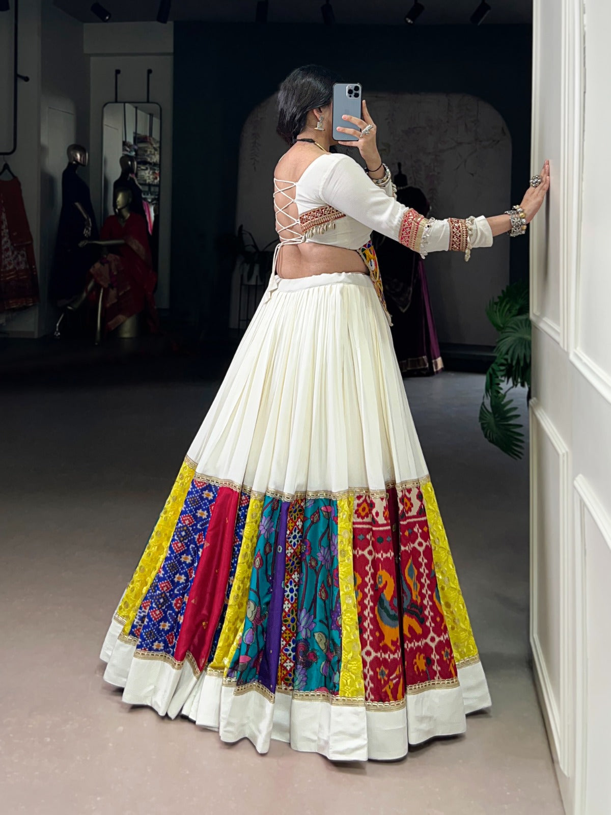 Multicolor beauty with a touch of tradition – designed for Garba moves