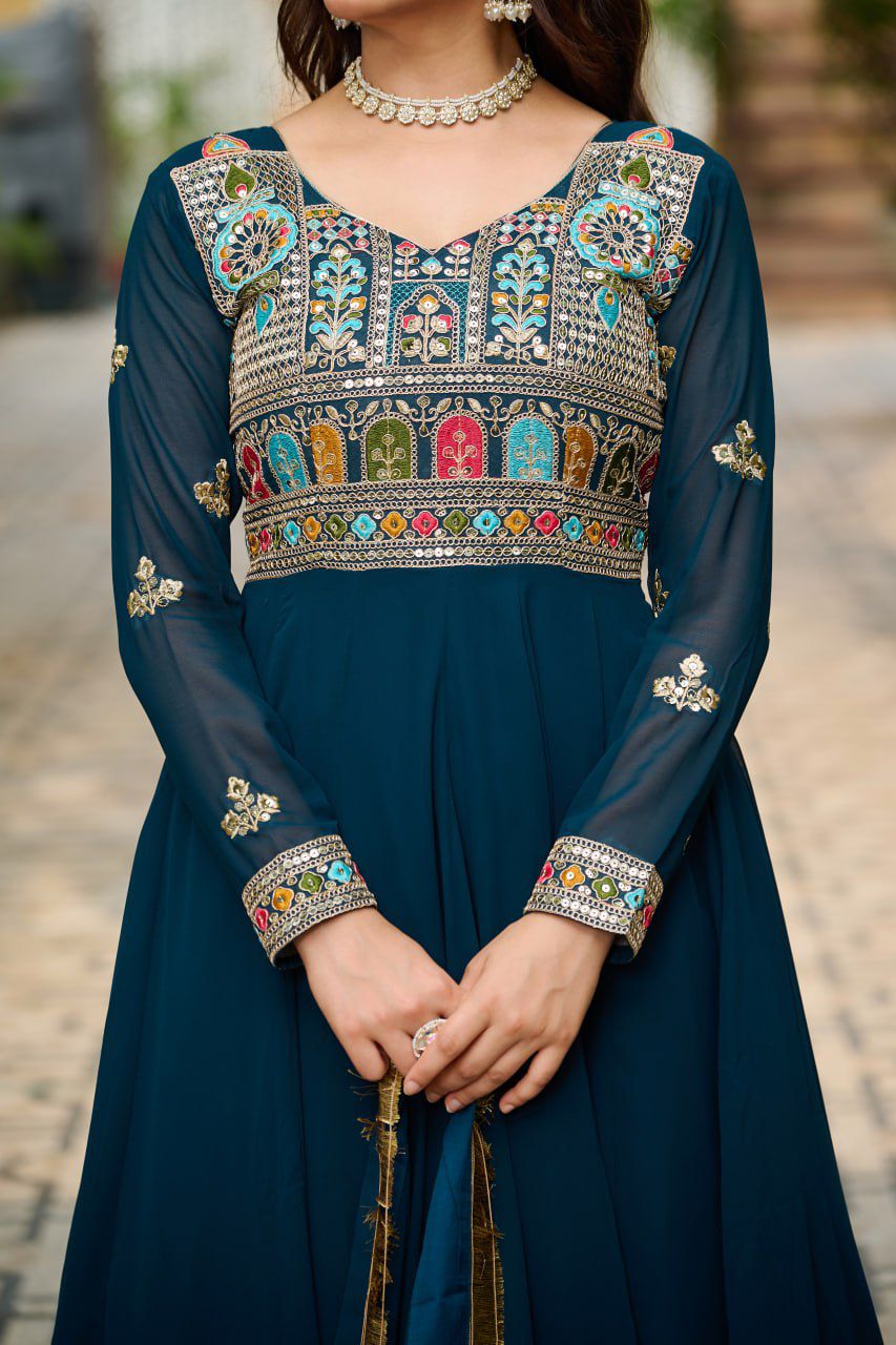 Launching New Party Wear Look Gown Dupatta Set