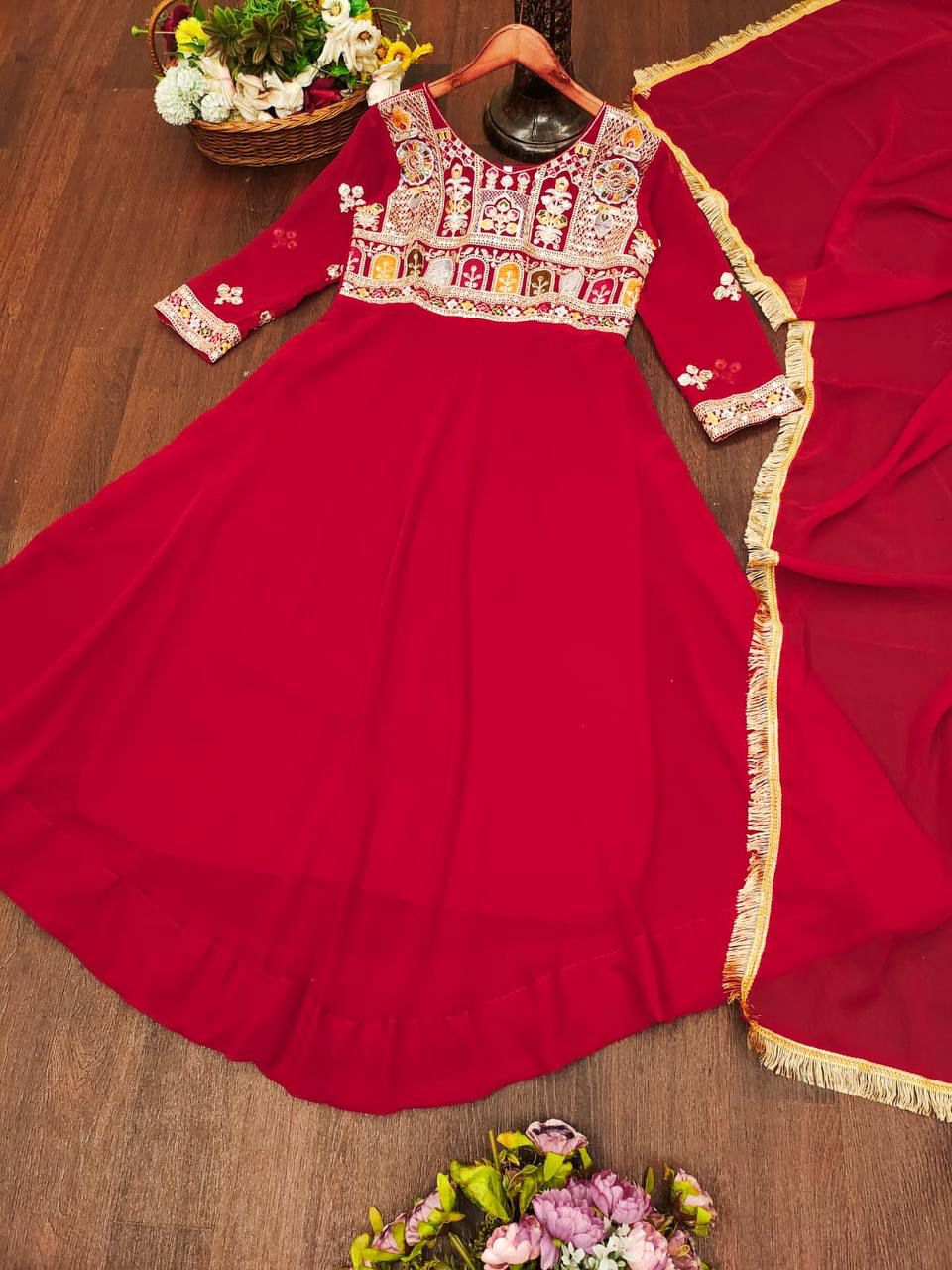 Launching New Party Wear Look Gown Dupatta Set