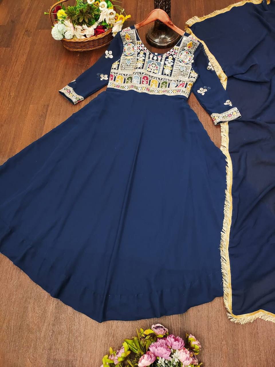 Launching New Party Wear Look Gown Dupatta Set