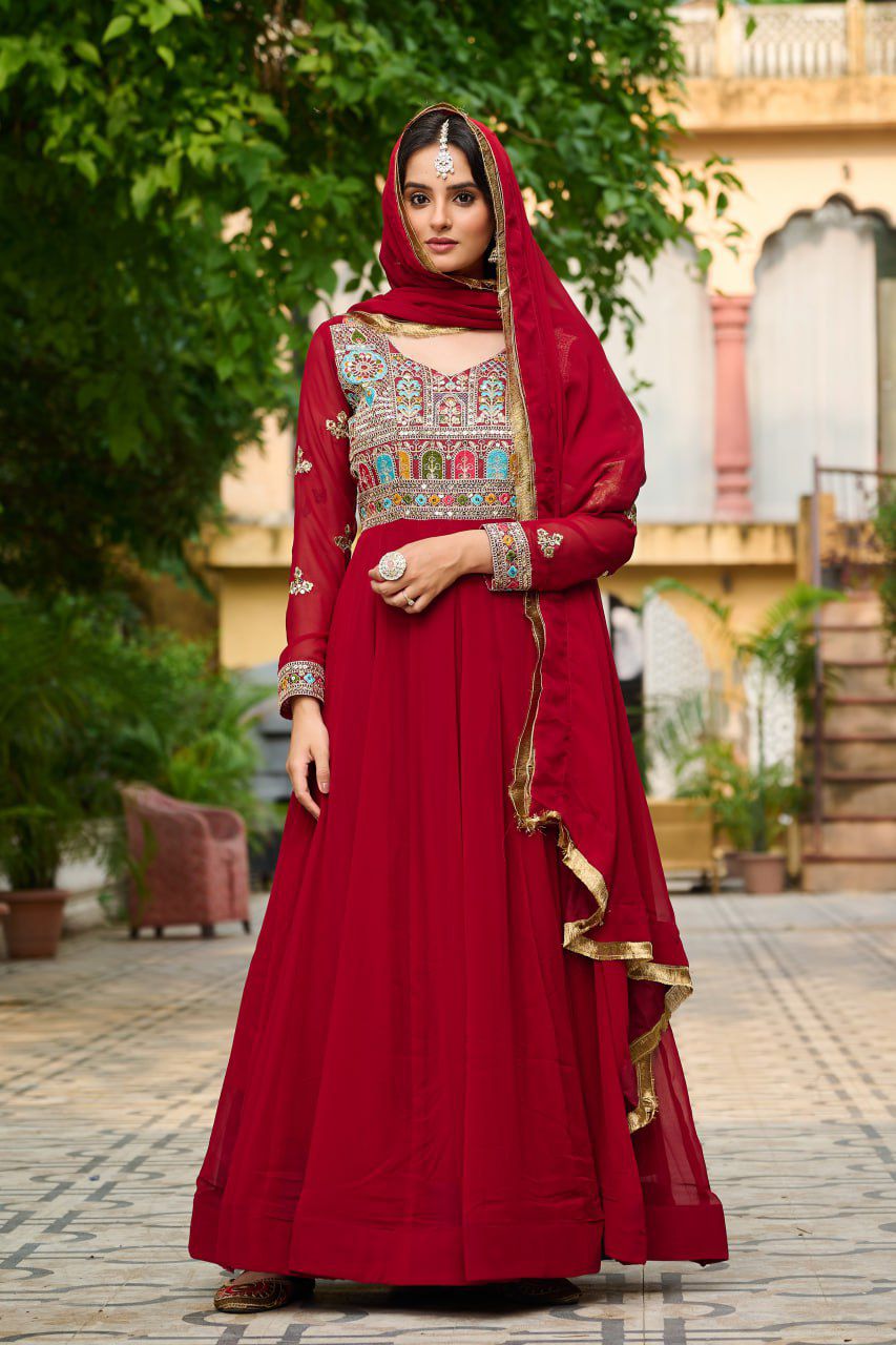 Launching New Party Wear Look Gown Dupatta Set