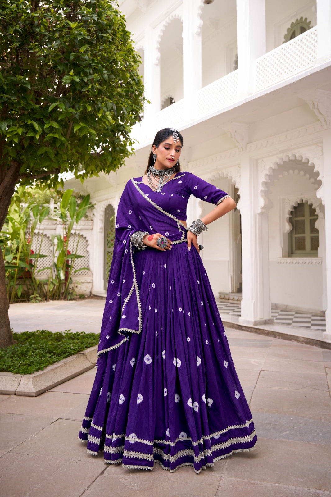 This Navratri, celebrate the fusion of fashion with tradition – Chanderi Bandhani design choli will give you charm and a unique glow on every rhythm of Garba