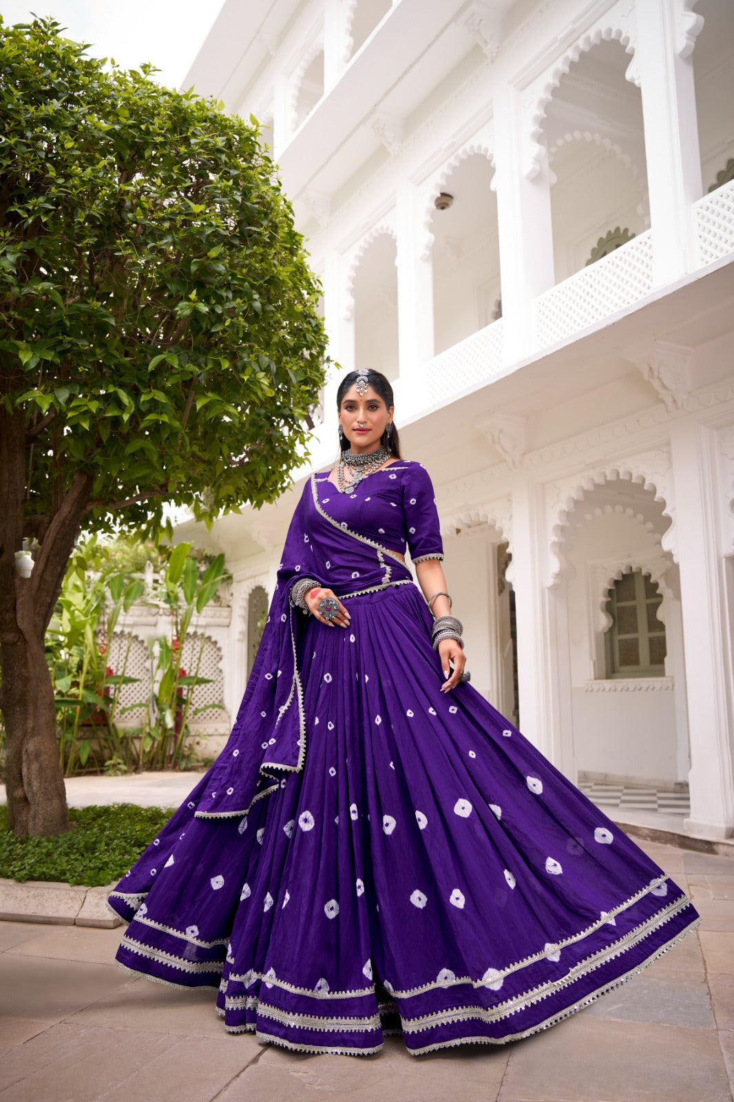 This Navratri, celebrate the fusion of fashion with tradition – Chanderi Bandhani design choli will give you charm and a unique glow on every rhythm of Garba