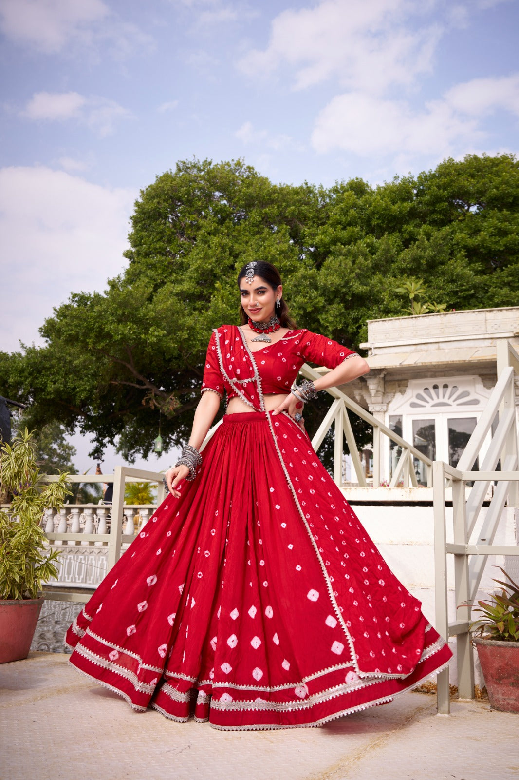 This Navratri, celebrate the fusion of fashion with tradition – Chanderi Bandhani design choli will give you charm and a unique glow on every rhythm of Garba