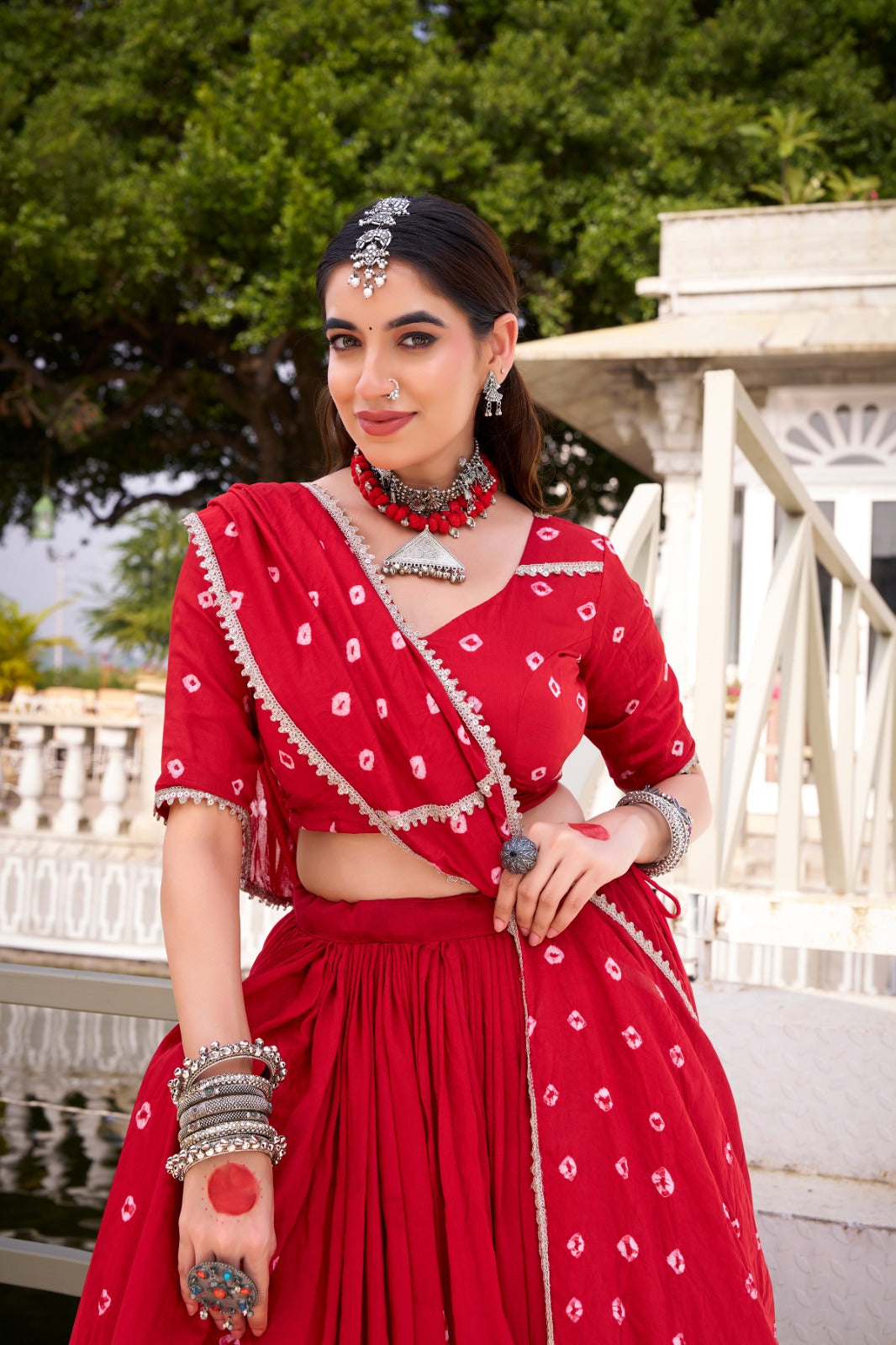 This Navratri, celebrate the fusion of fashion with tradition – Chanderi Bandhani design choli will give you charm and a unique glow on every rhythm of Garba