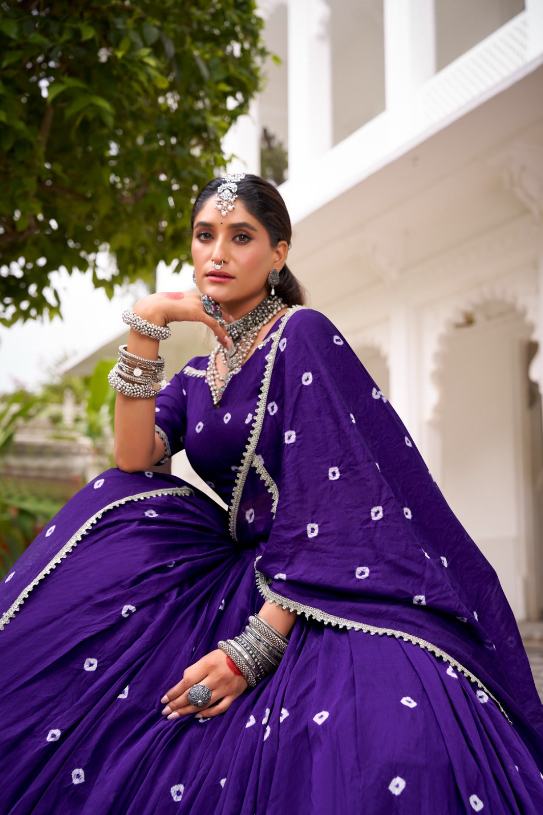 This Navratri, celebrate the fusion of fashion with tradition – Chanderi Bandhani design choli will give you charm and a unique glow on every rhythm of Garba