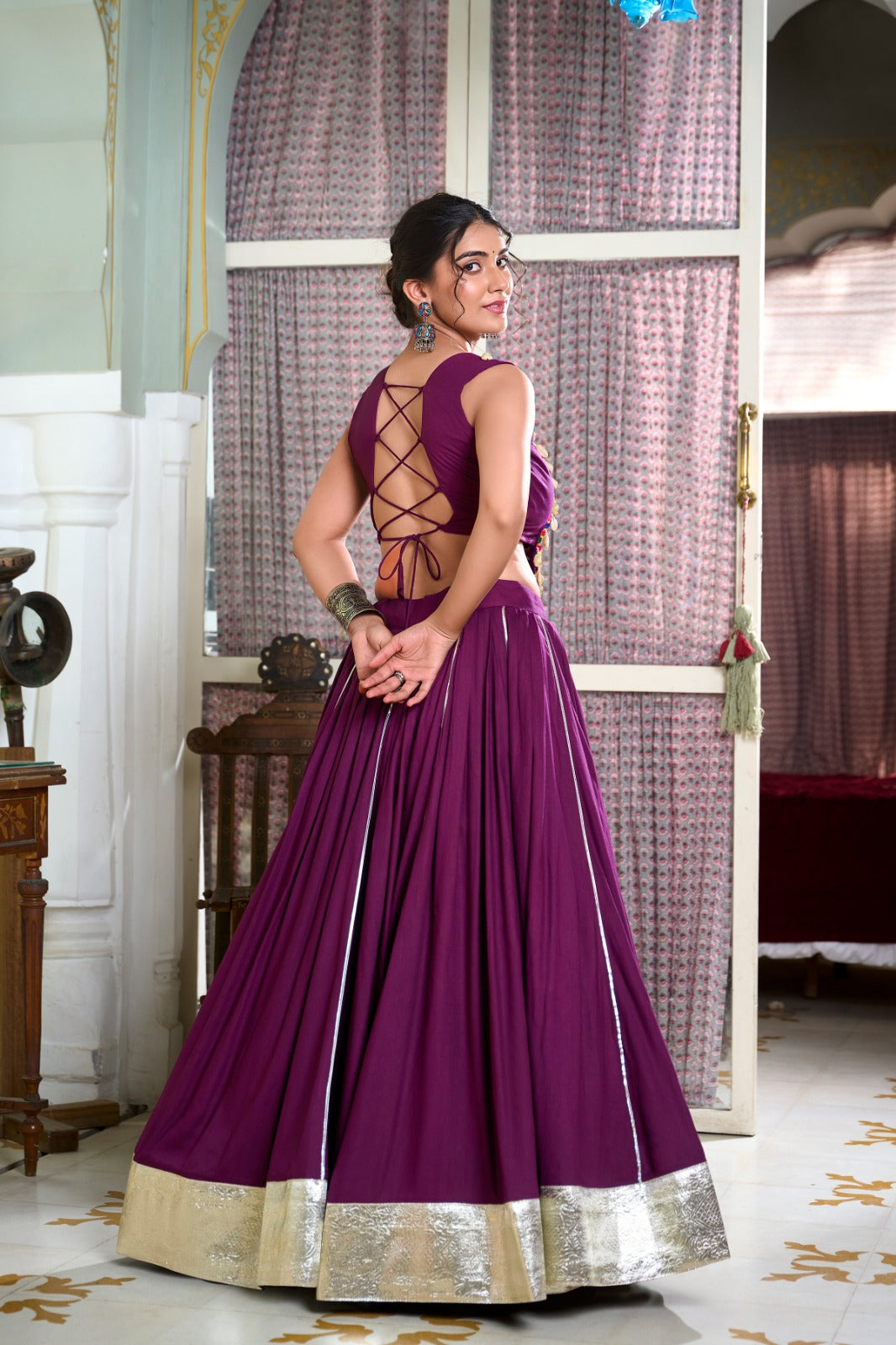 Festive Fashion at Its Best: Rayon Lehenga and Gamthi Work Blouse for Navratri