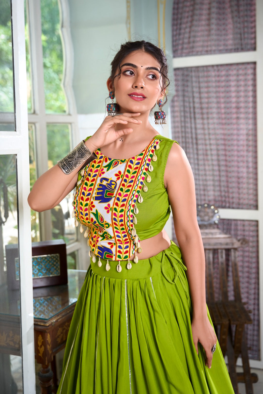 Festive Fashion at Its Best: Rayon Lehenga and Gamthi Work Blouse for Navratri