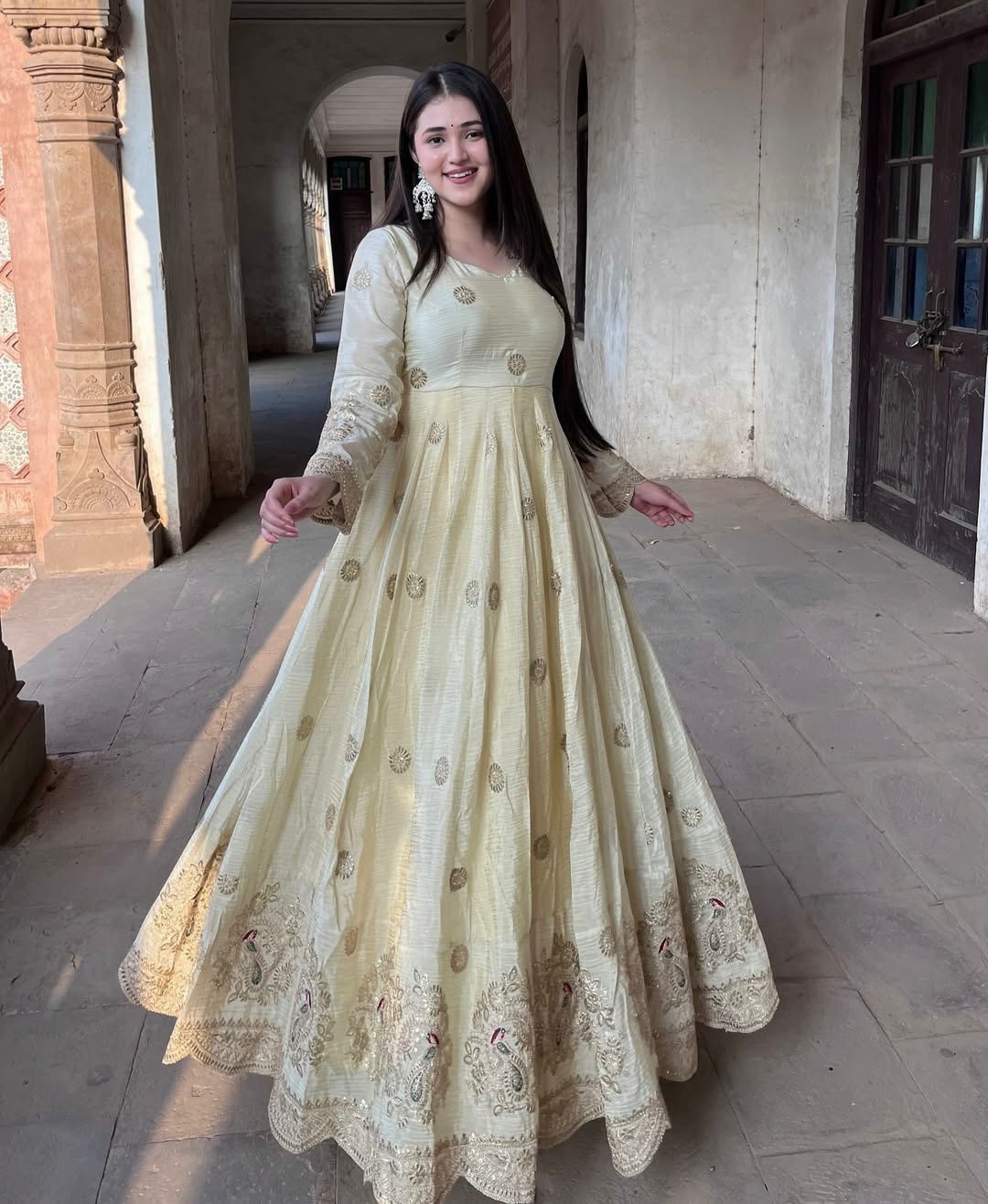 Enhance the beauty of your wardrobe with this newly launched designer anarkali gown with elegant dupatta