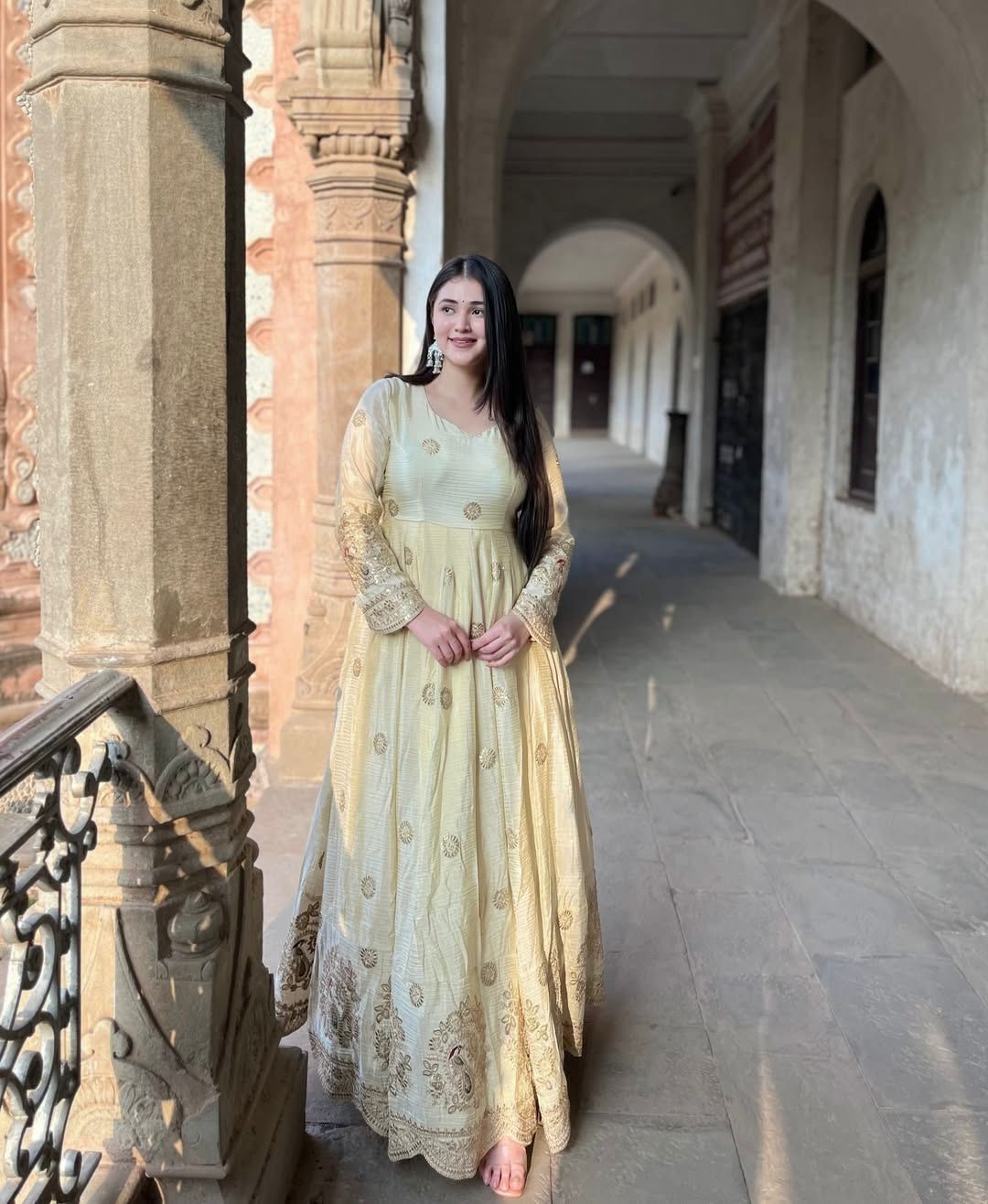Enhance the beauty of your wardrobe with this newly launched designer anarkali gown with elegant dupatta
