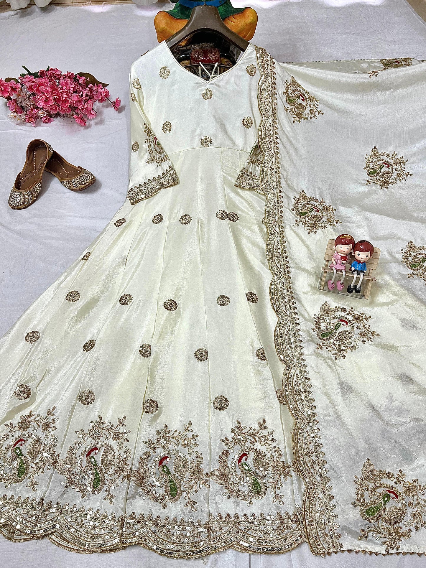 Enhance the beauty of your wardrobe with this newly launched designer anarkali gown with elegant dupatta