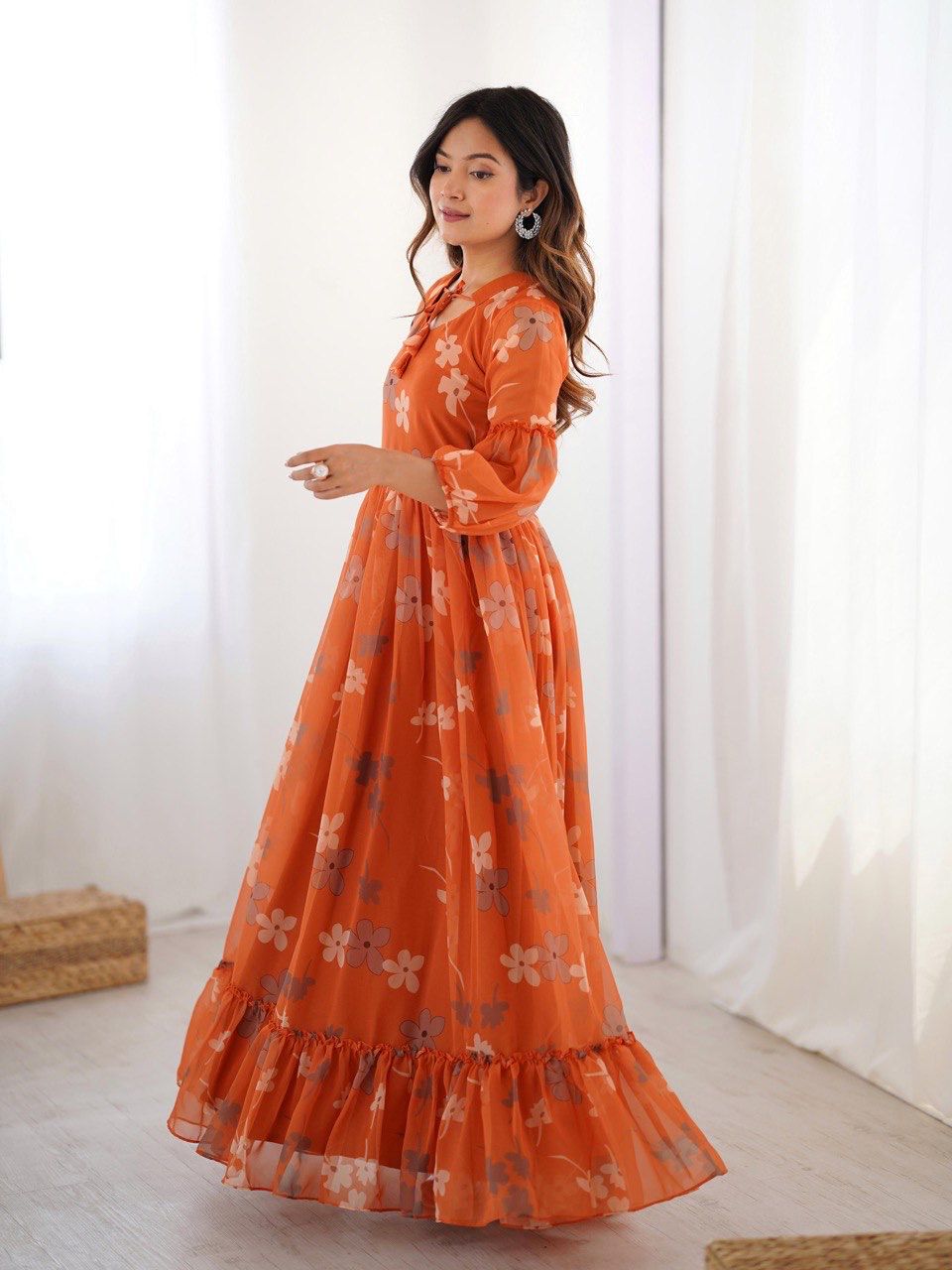 Orange Safari Muse Orange Floral Gown