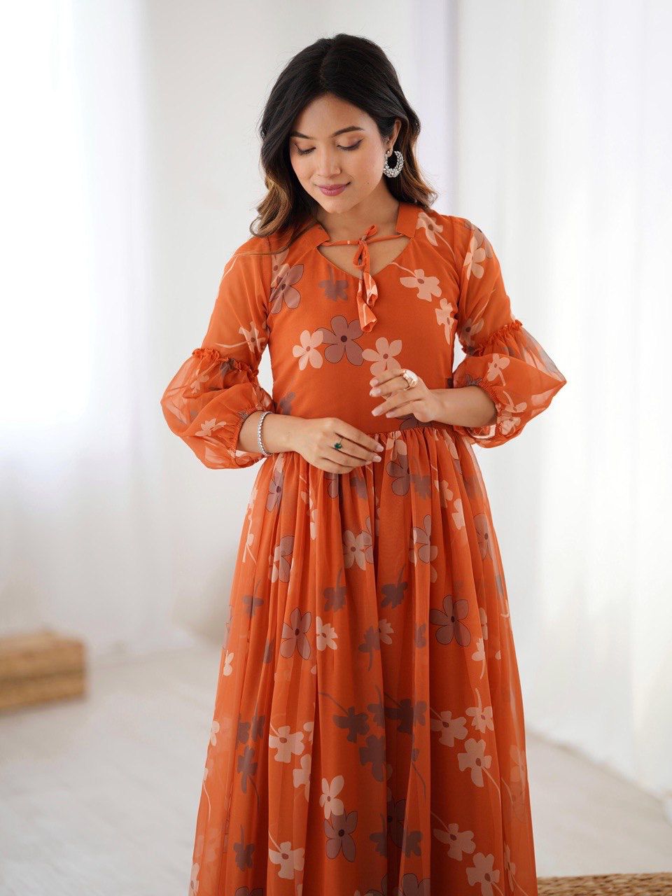 Orange Safari Muse Orange Floral Gown