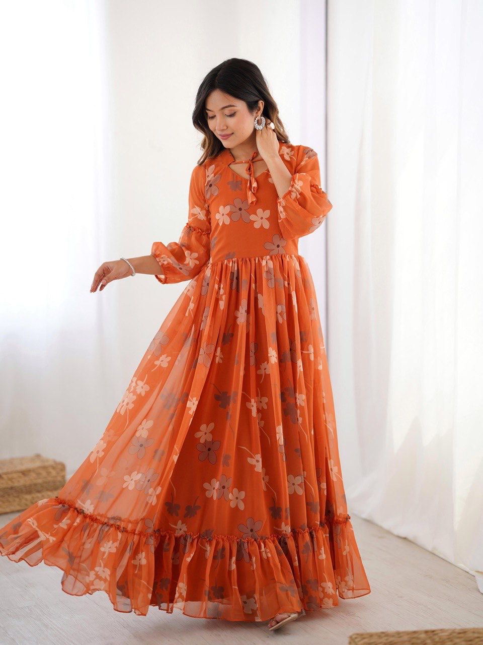 Orange Safari Muse Orange Floral Gown