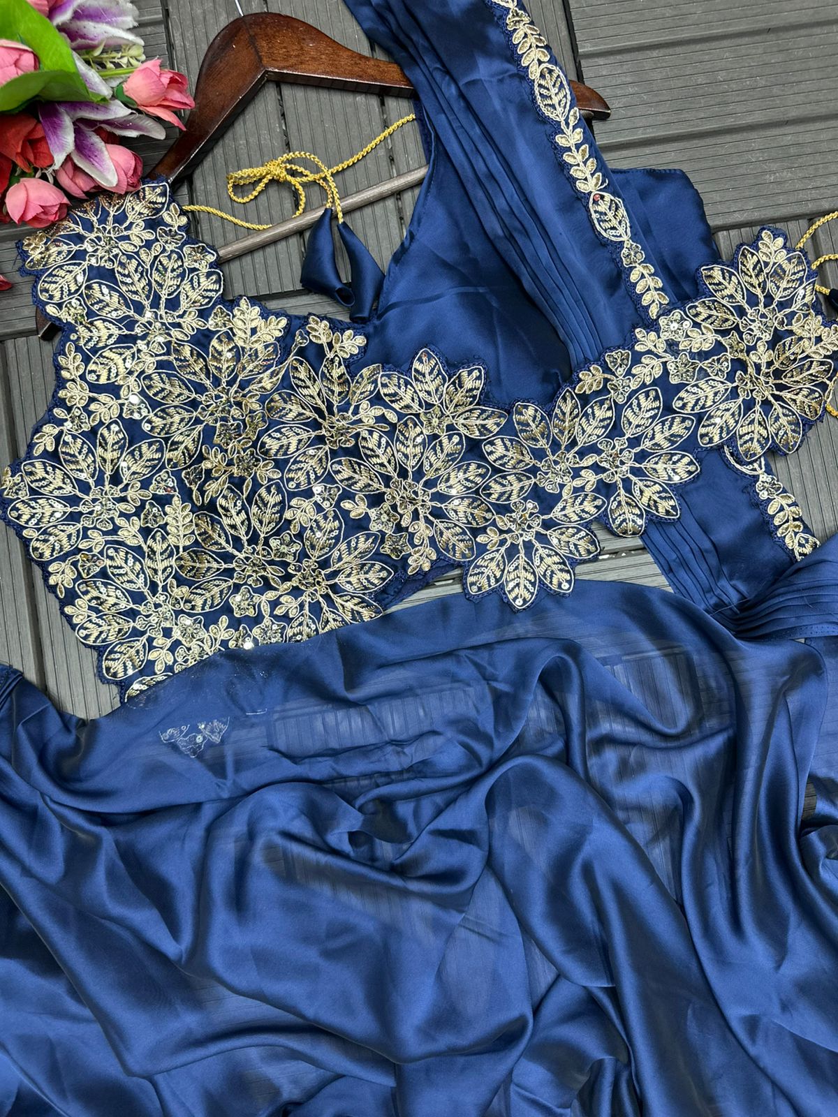New Super Trending Embroidery cording work ready to wear saree with Embroidery Blouse