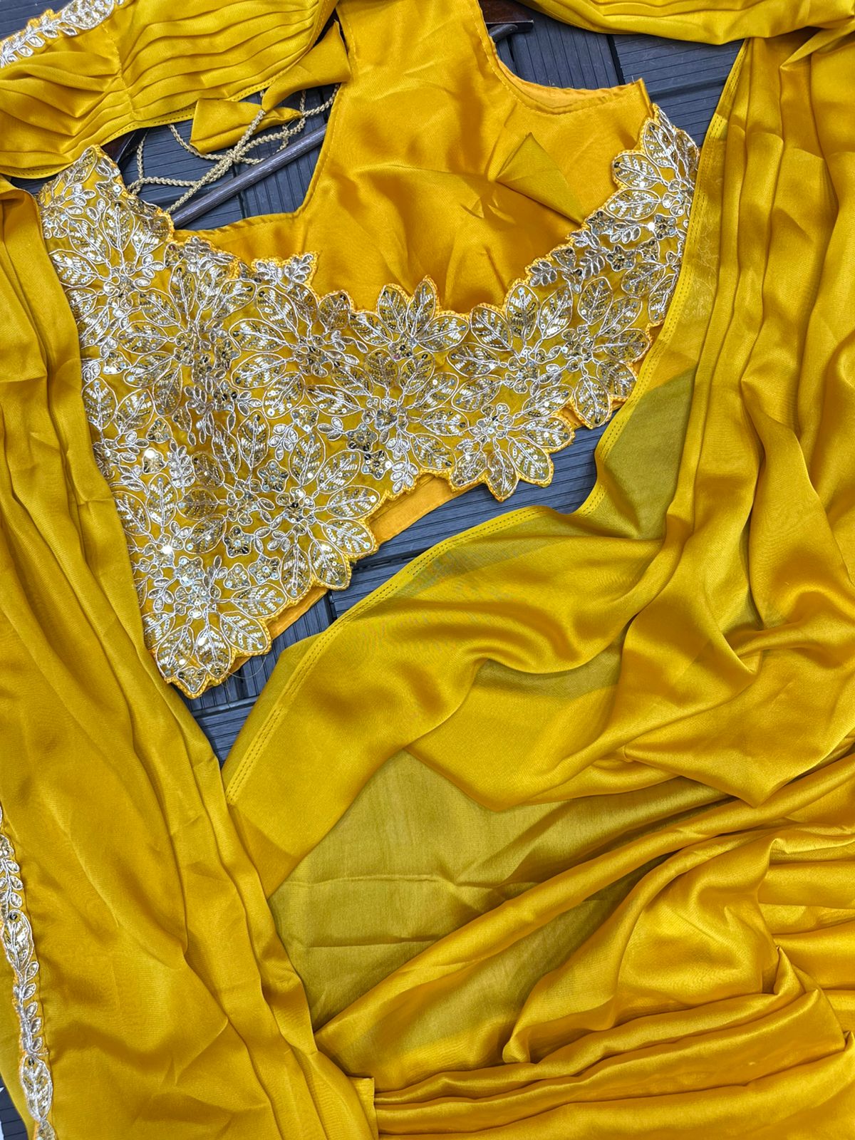 New Super Trending Embroidery cording work ready to wear saree with Embroidery Blouse