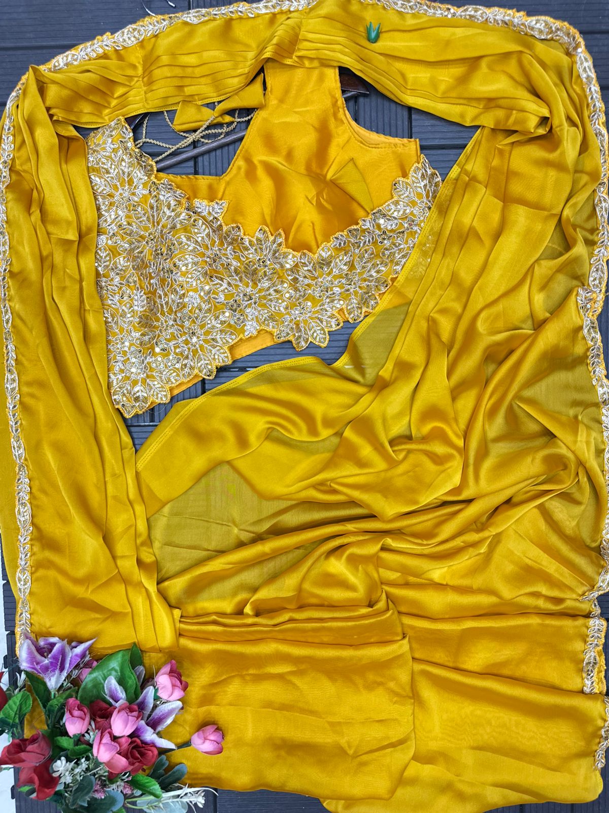 New Super Trending Embroidery cording work ready to wear saree with Embroidery Blouse