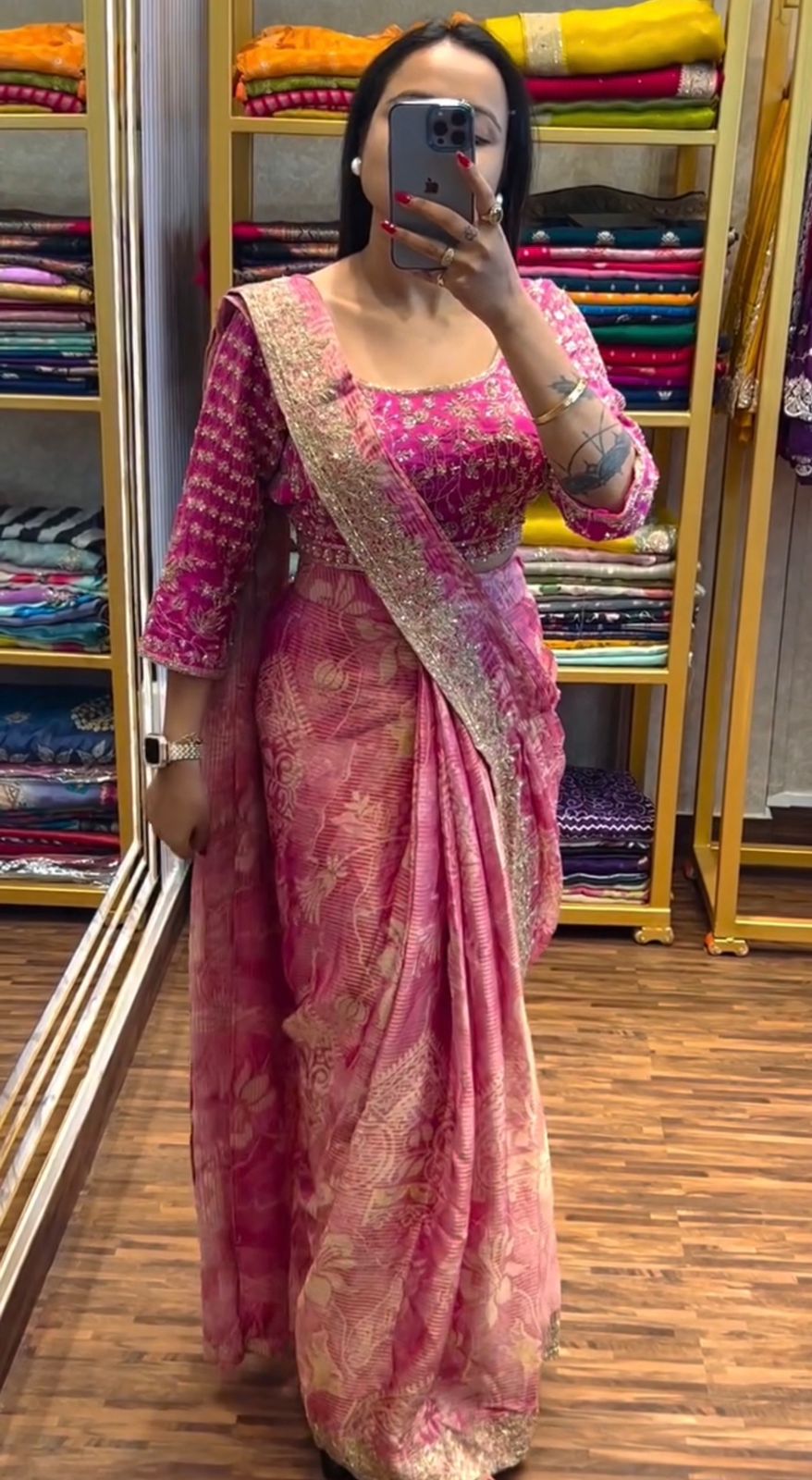 New Super Trending Embroidery Sequence work ready to wear saree
