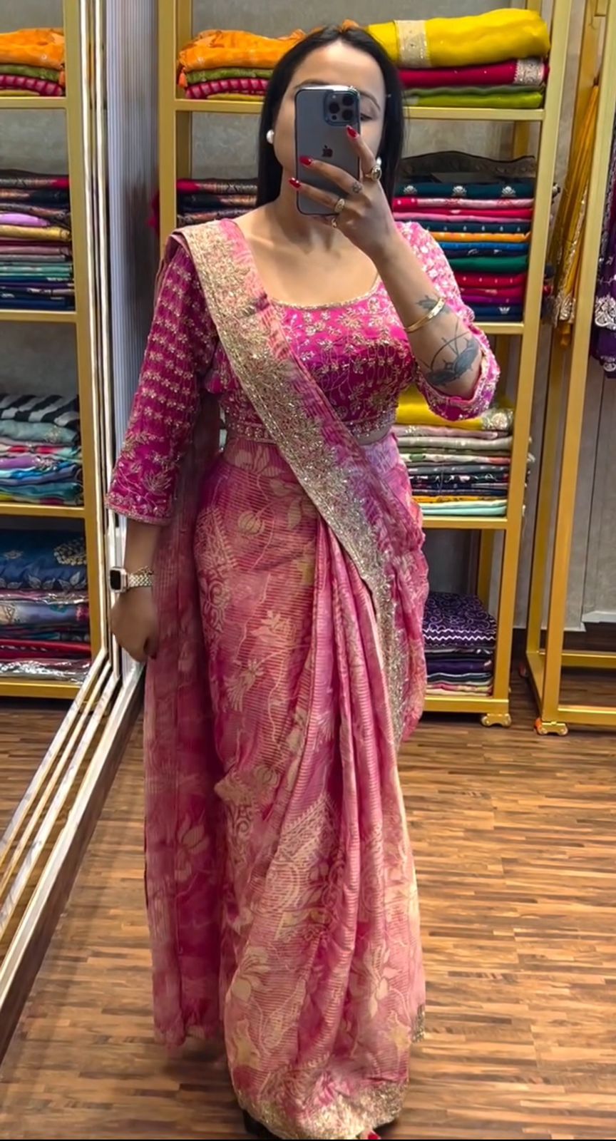 New Super Trending Embroidery Sequence work ready to wear saree