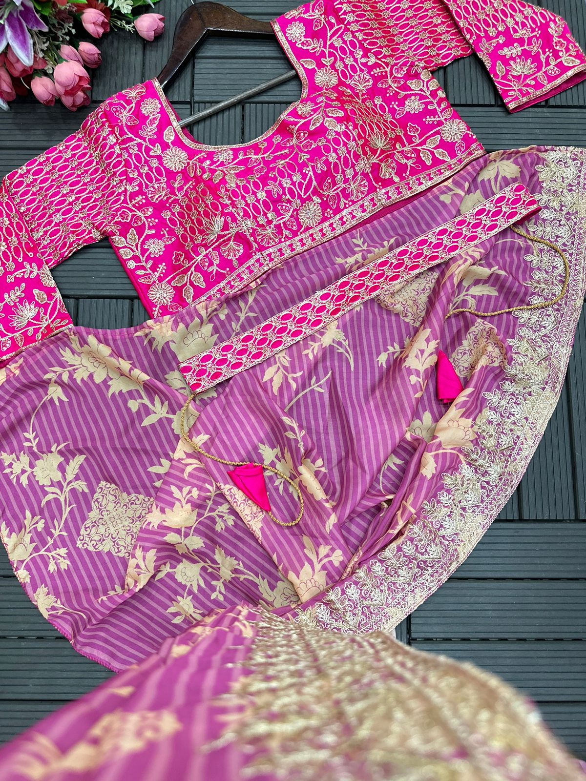 New Super Trending Embroidery Sequence work ready to wear saree