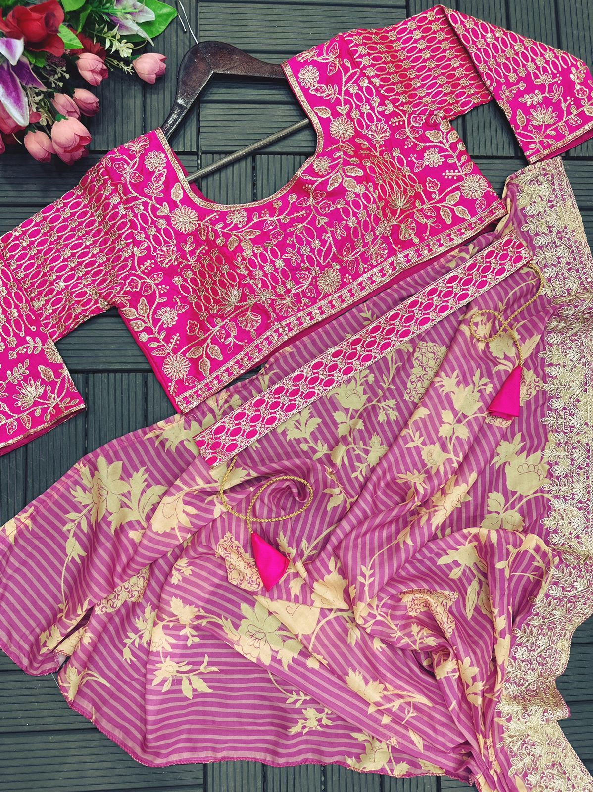 New Super Trending Embroidery Sequence work ready to wear saree