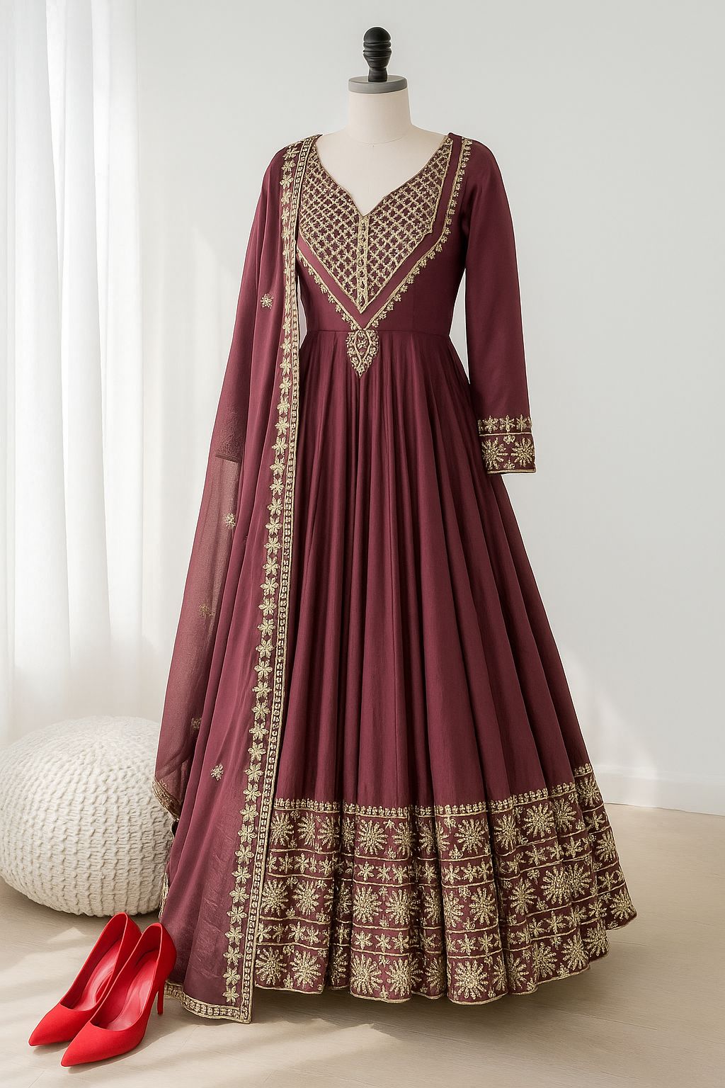 Presenting New Designer Collection In Roman simmer silk With Embroidery Work Top-Bottom And Dupatta Set Fully Stitched Ready To Wear