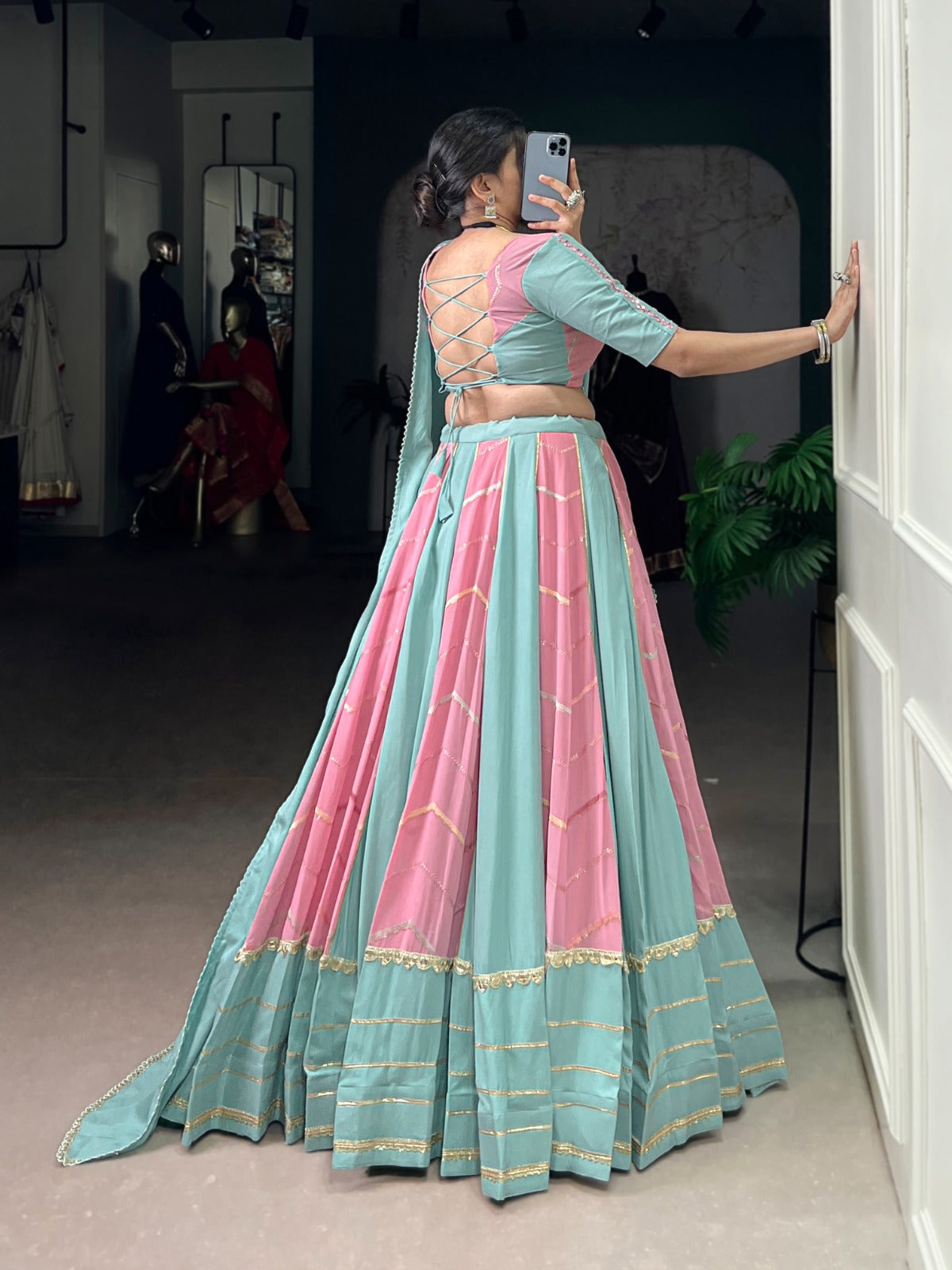 Light Pink Color Emboidery Work With Lace Touch Up Rayon Chaniya Choli