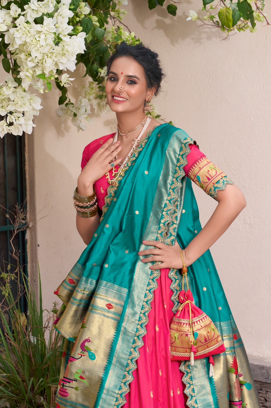Embroidered Jacquard Silk Lehenga Choli