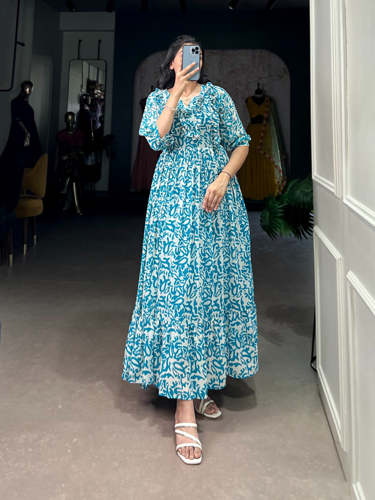 Designer Summer Frock in Georgette With Print Western Dress