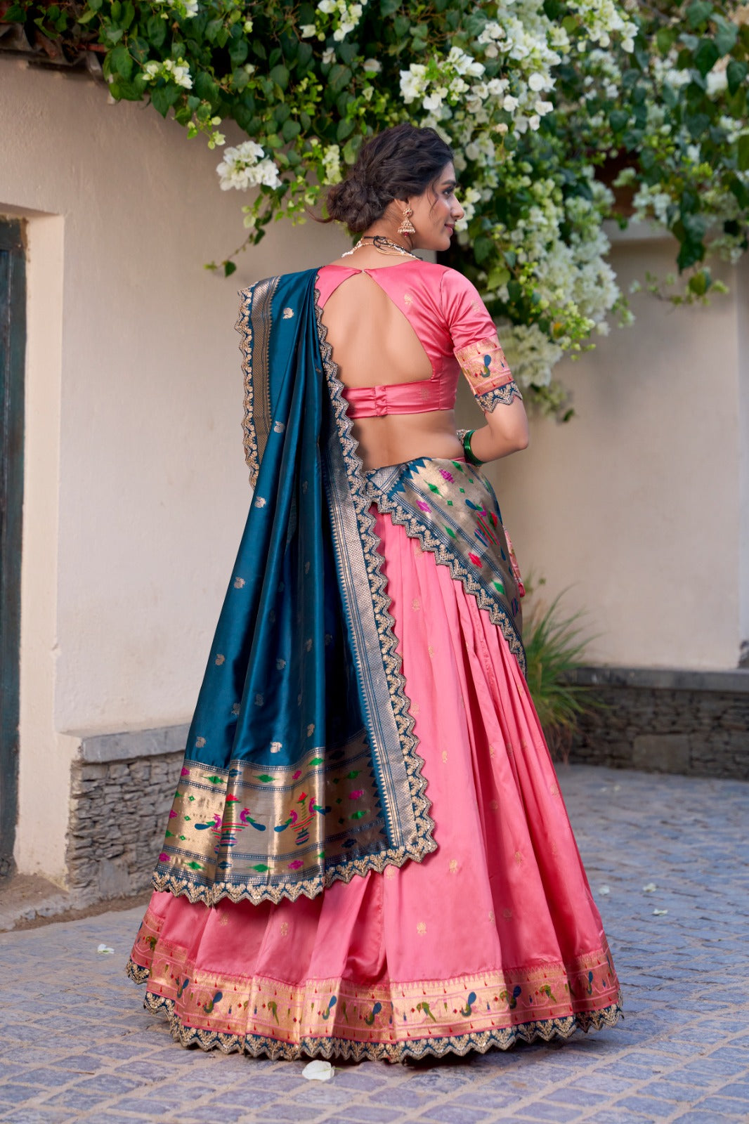Embroidered Jacquard Silk Lehenga Choli