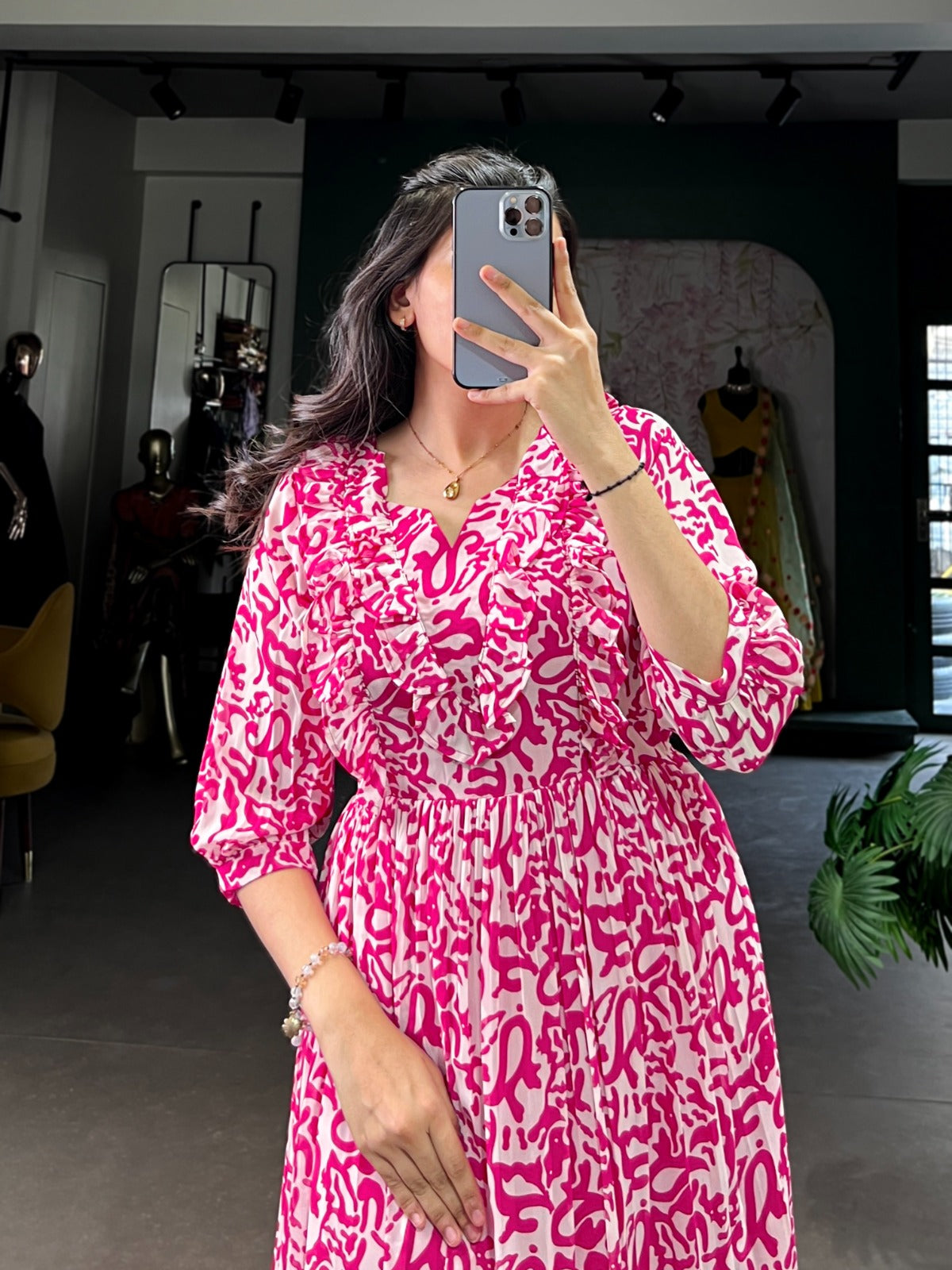 Designer Summer Frock in Georgette With Print Western Dress