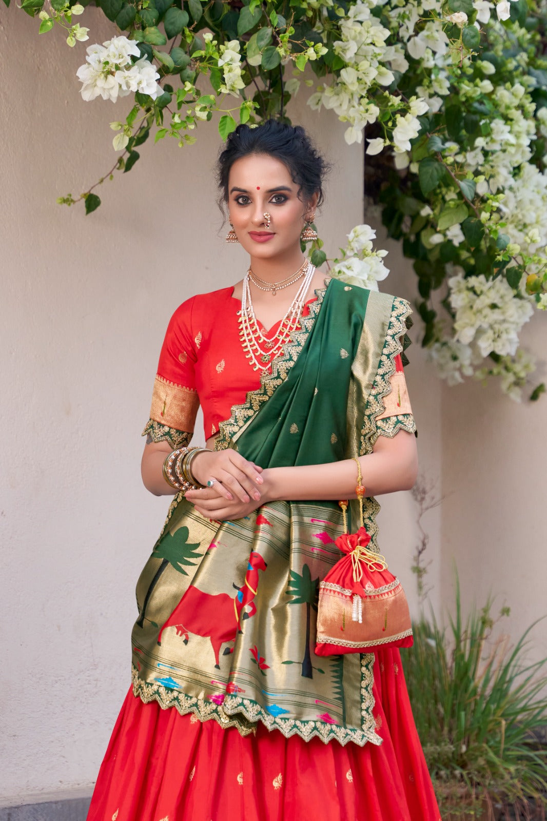 Embroidered Jacquard Silk Lehenga Choli