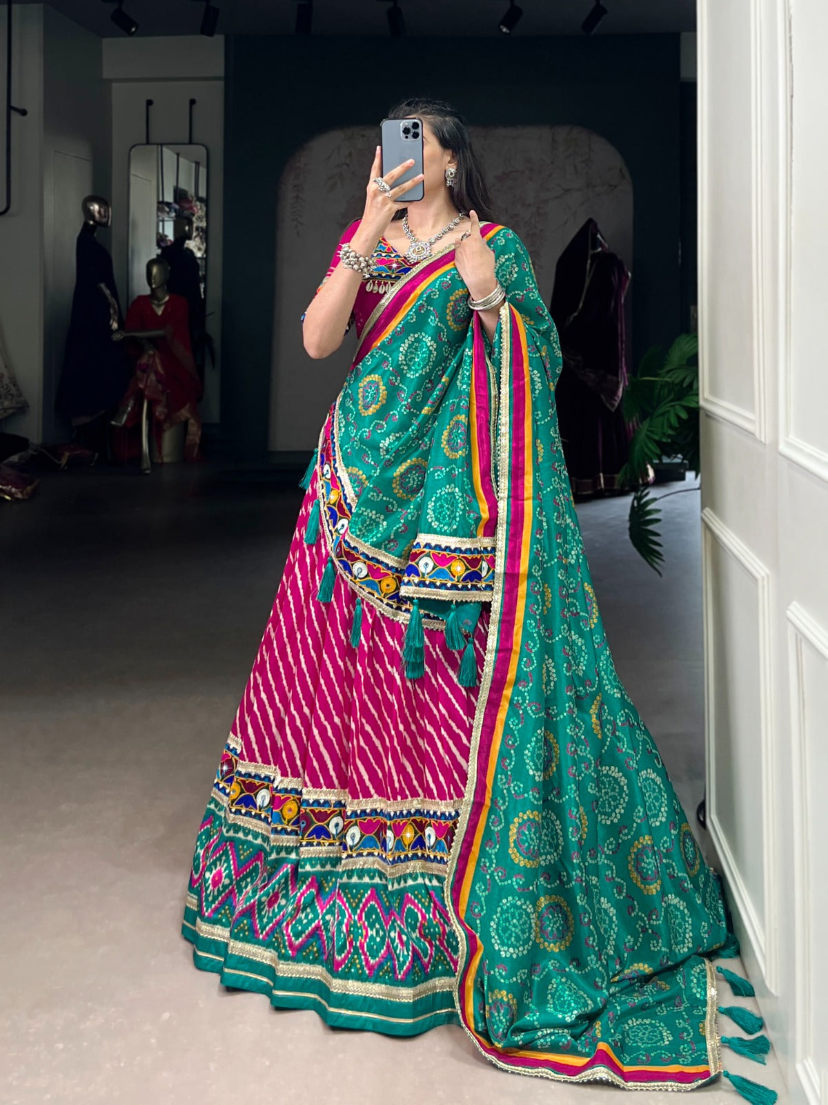 Monarch Latest Ikat Printed Patola Dola Silk Lehenga Choli With Traditiona Dupatta and Separate Blouse Pis