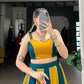 Super Mustard Yellow Gamthi Work Rayon Navratri Special Lehenga Choli
