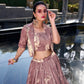 Tussar Silk Floral Print Jacket Lehenga Set Festive Wear