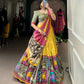 Women's Tussar Silk Lehenga Choli Set with Floral and Foil Print